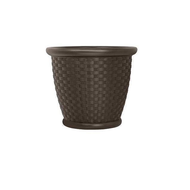 Suncast 18 In. Plastic Brown Wicker Planter