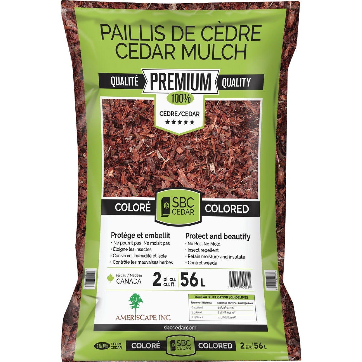 SBC 2 Cu. Ft. Dyed Red 100% Pure Cedar Mulch SBC 2 Cu. Ft. Dyed Red 100% Pure Cedar Mulch