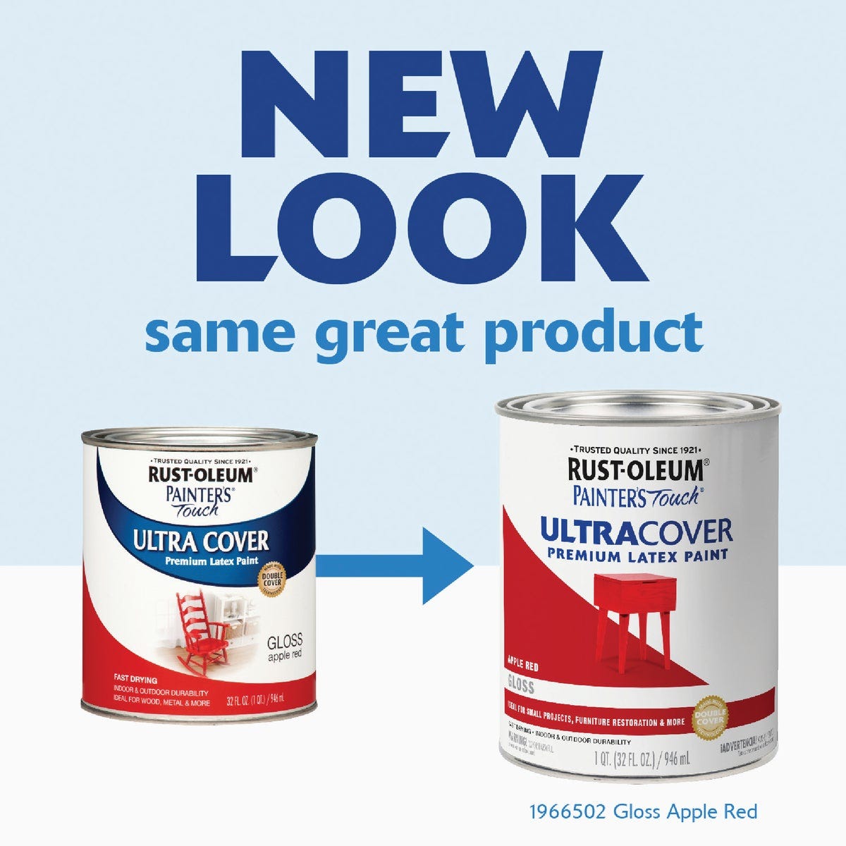 Rust-Oleum Painter's Touch 2X Ultra Cover Premium Latex Paint, Gloss Apple Red, 1 Qt. - photo 3