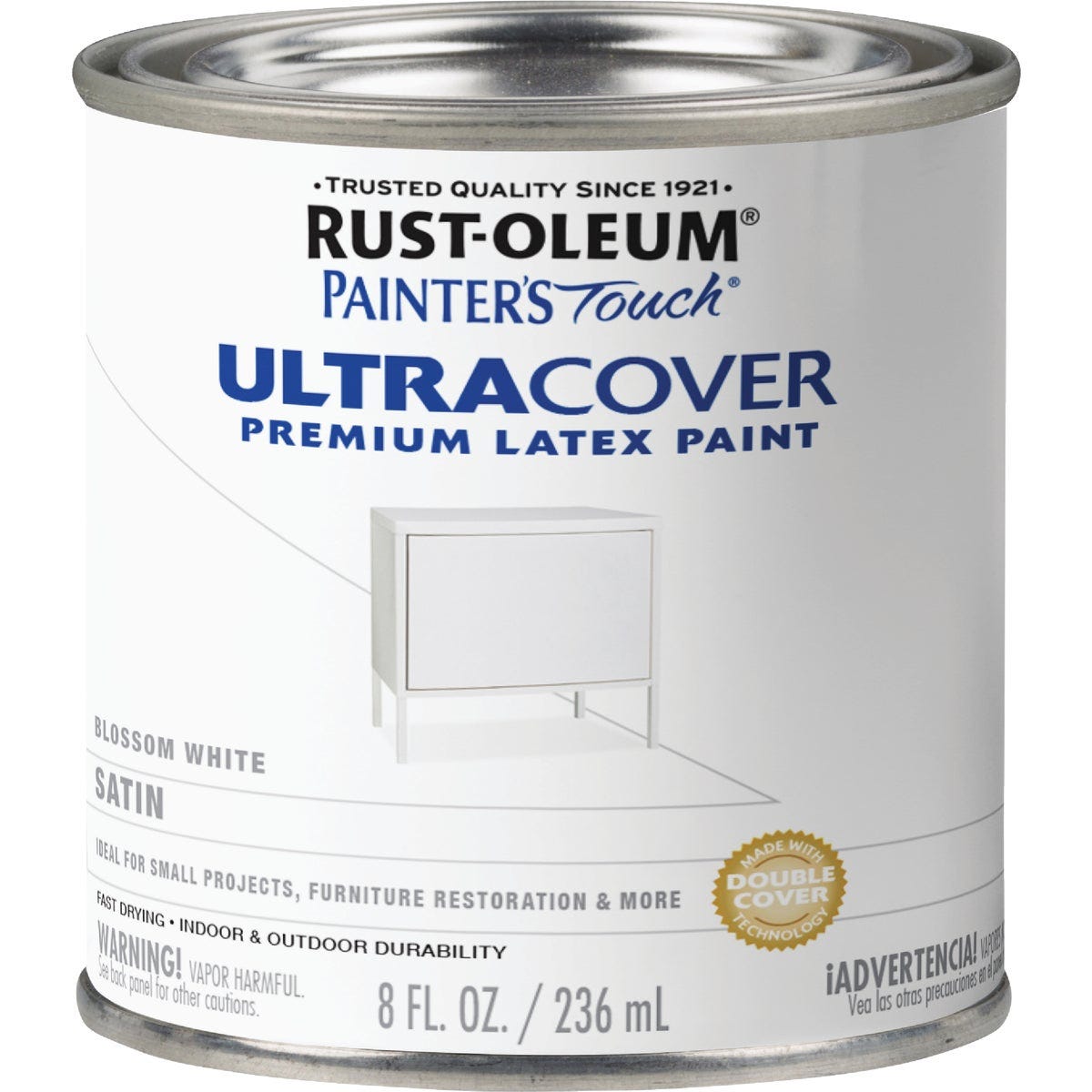 Rust-Oleum Painter's Touch 2X Ultra Cover Premium Latex Paint, Satin Blossom White, 1/2 Pt. - photo 2