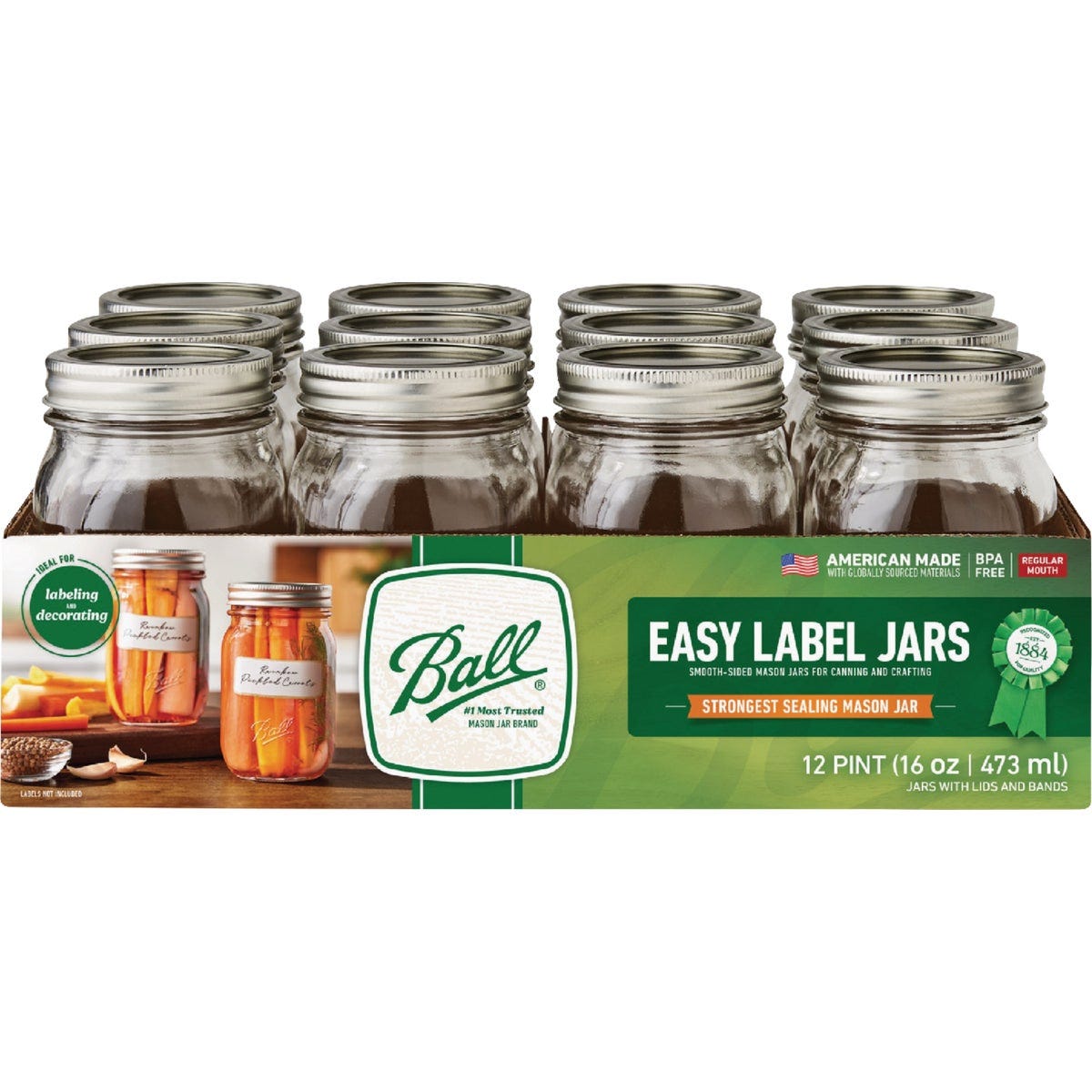 Ball 1 Pt. Easy-Label Regular Mouth Smooth-Sided Mason Jar (12-Count) - photo 2 Ball 1 Pt. Easy-Label Regular Mouth Smooth-Sided Mason Jar (12-Count) - photo 2