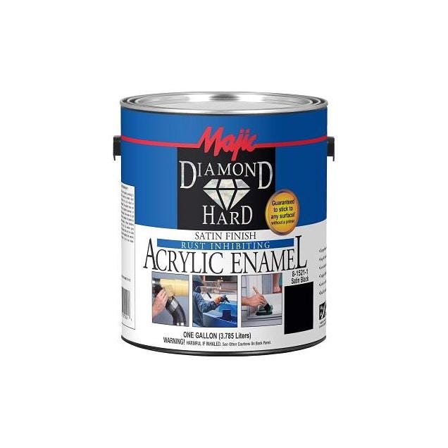 Majic Diamondhard Anti-Rust Acrylic Enamel Paint, Satin Black, 1 Gal. Majic Diamondhard Anti-Rust Acrylic Enamel Paint, Satin Black, 1 Gal.