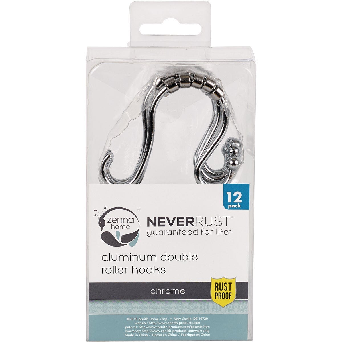 Zenna Home Rustproof Chrome Double Roller Shower Curtain Hooks (12-Count) - photo 2 Zenna Home Rustproof Chrome Double Roller Shower Curtain Hooks (12-Count) - photo 2