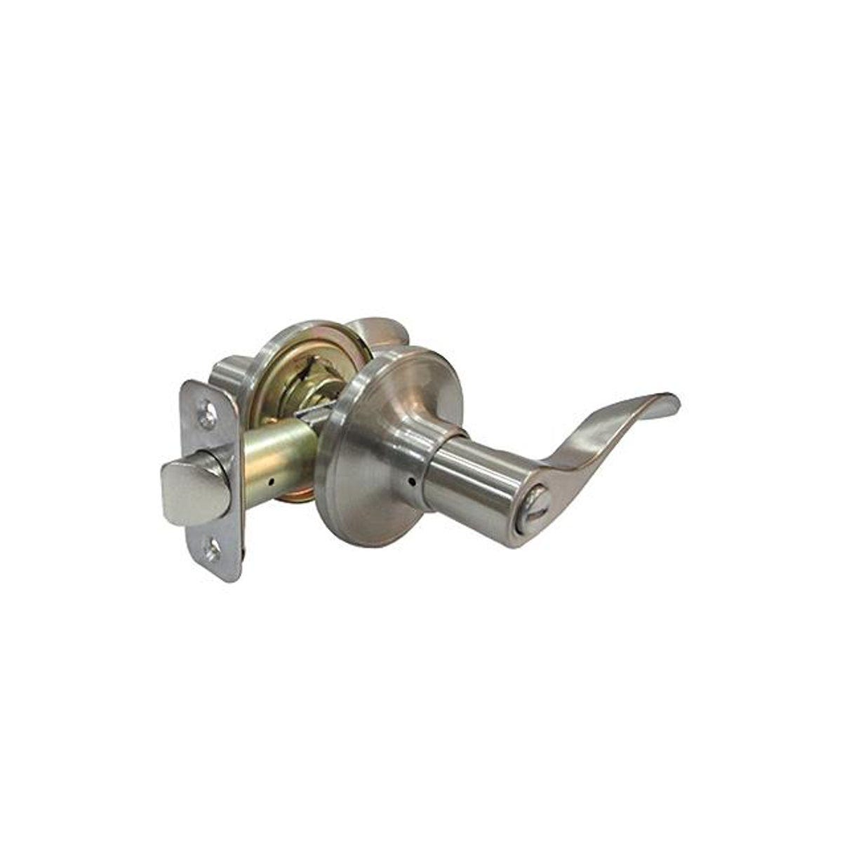 TruGuard Satin Nickel Reversible Bergamo Wave Privacy Lever Lockset