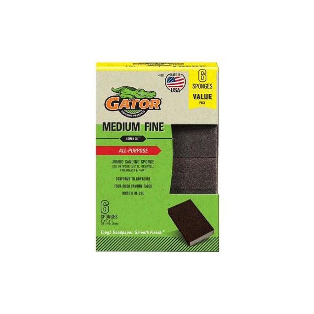 Gator 3 In. x 4 In. Fine/Medium Sanding Sponge (6-Pack)