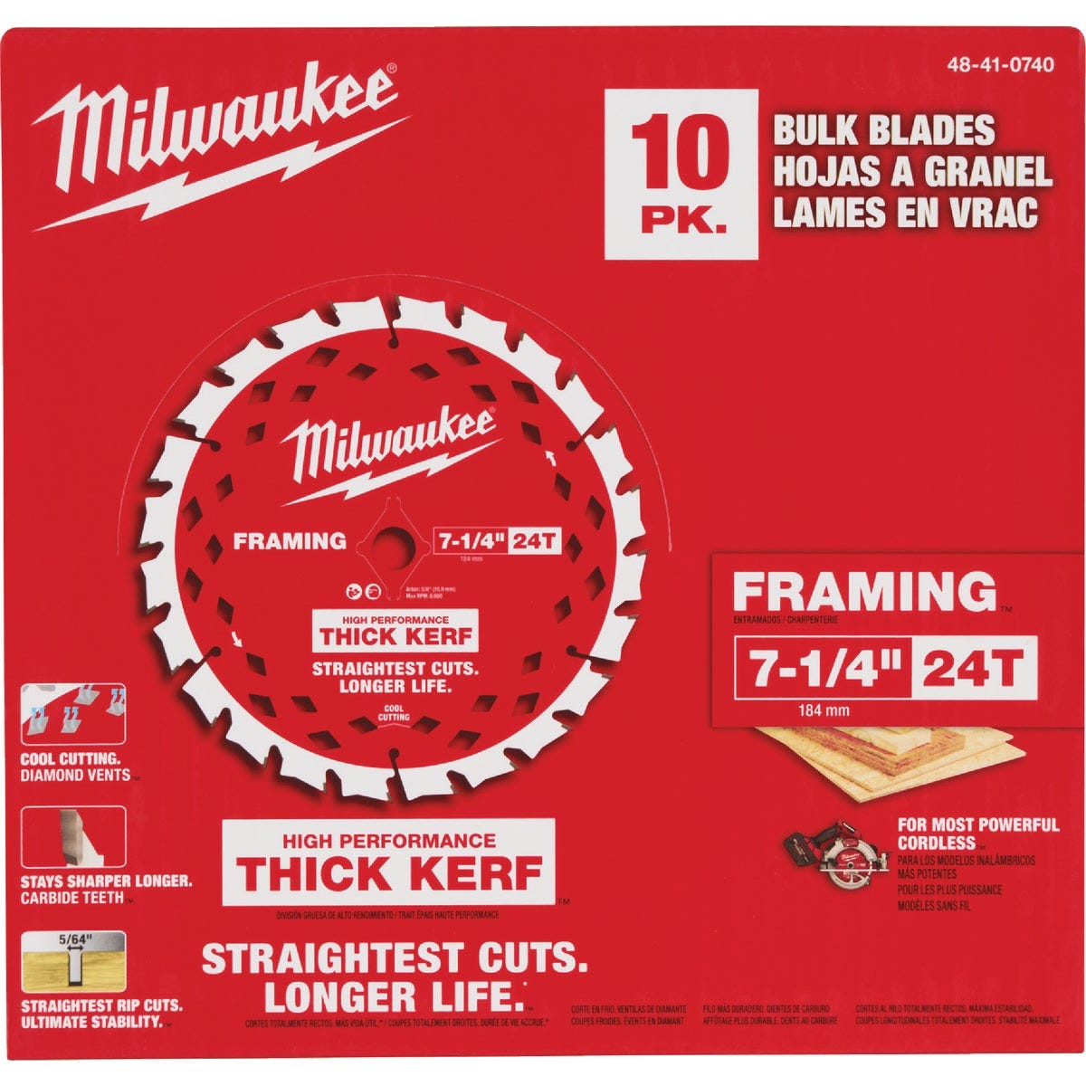 Milwaukee 7-1/4 In. 24-Tooth Thick Kerf Framing Circular Saw Blade (10-Pack) - photo 2 Milwaukee 7-1/4 In. 24-Tooth Thick Kerf Framing Circular Saw Blade (10-Pack) - photo 2