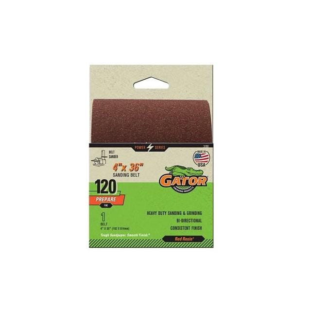 Gator 4 In. x 36 In. 120-Grit Bi-Directional Sanding Belt Gator 4 In. x 36 In. 120-Grit Bi-Directional Sanding Belt