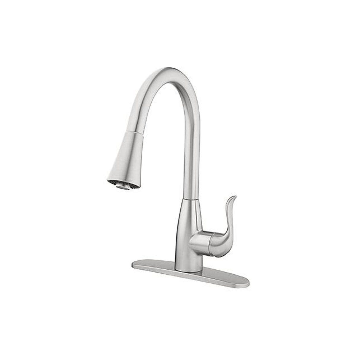 HomePointe 1-Handle Brushed Nickel Kitchen Faucet with Pull-Down Spray