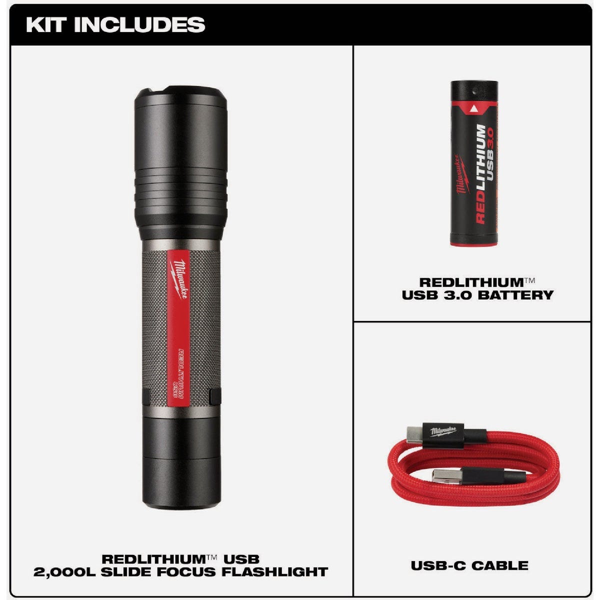 Milwaukee REDLITHIUM 2000 Lm. LED USB Slide Focus Flashlight - photo 4