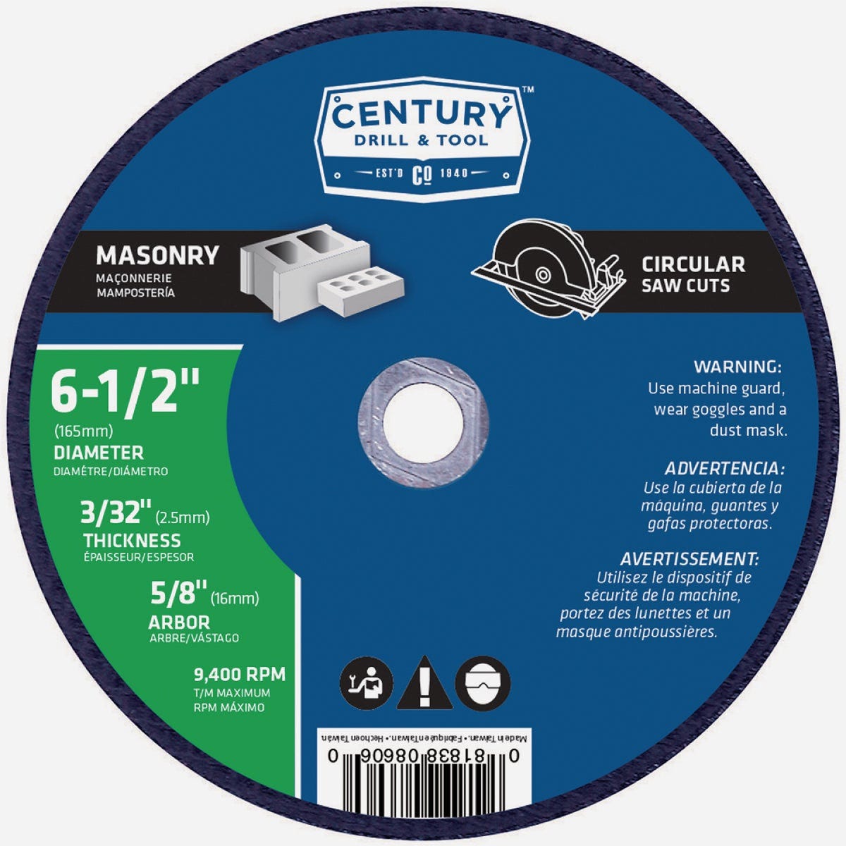 Century Drill & Tool 6-1/2 In. Abrasive Masonry Cut-Off Wheel
