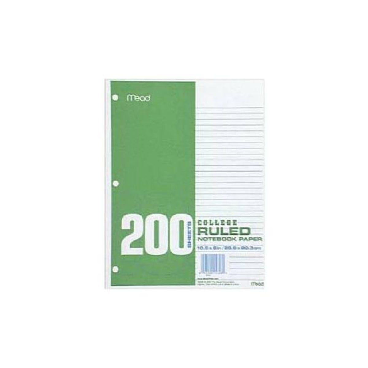 Mead 10.5 In. x 8 In. White College Rule Filler Paper (200-Sheet)