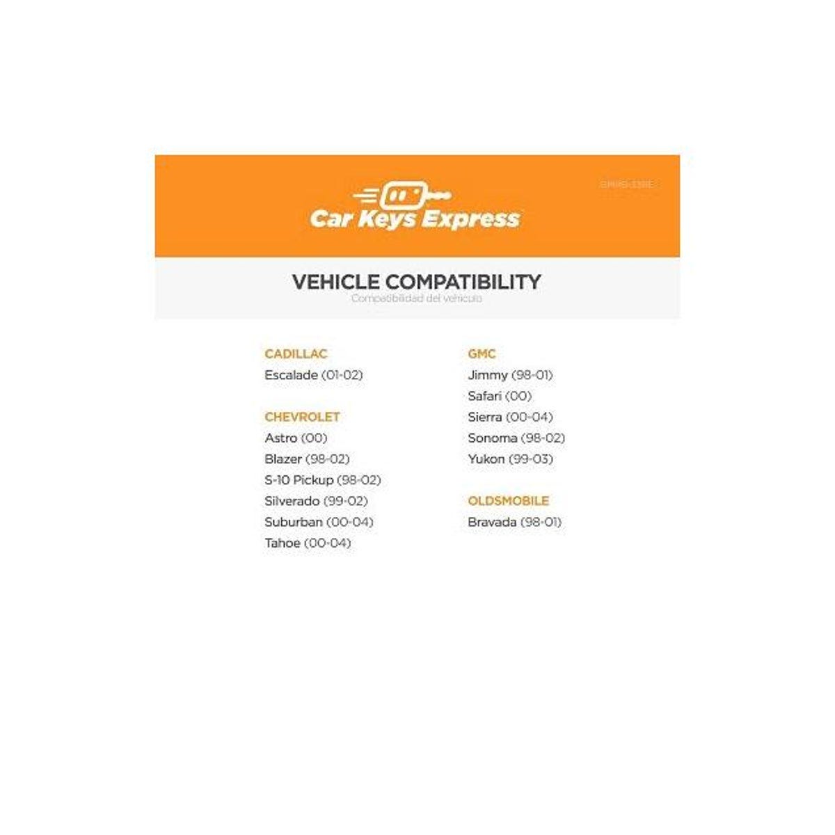 Car Keys Express Chevrolet, GMC, Oldsmobile 3-Button Car Remote Shell - photo 4