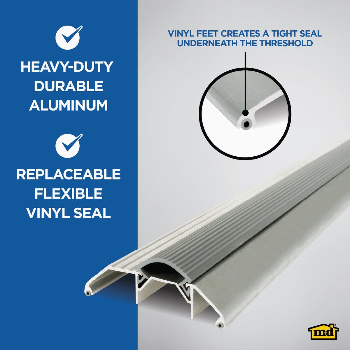 M-D Building Products 3-3/4 In. x 1-1/8 In. x 32 In. Silver Aluminum and Vinyl Heavy-Duty High-Profile Threshold - photo 6 M-D Building Products 3-3/4 In. x 1-1/8 In. x 32 In. Silver Aluminum and Vinyl Heavy-Duty High-Profile Threshold - photo 6