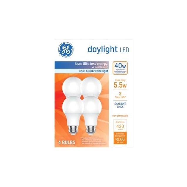 GE 5.5W Daylight A19 Medium Base LED Light Bulb (4-Pack) GE 5.5W Daylight A19 Medium Base LED Light Bulb (4-Pack)