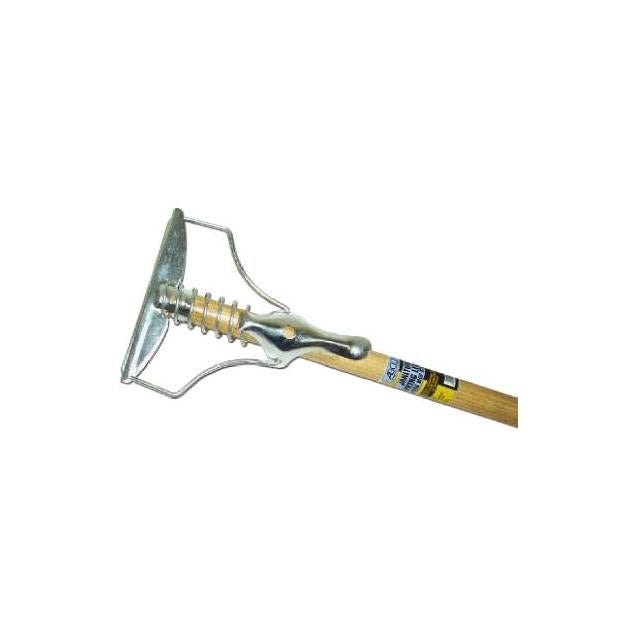 ABCO Products 1-1/8 In. x 54 In. Janitor Style Spring-Lever Wood Mop Handle & Steel Head