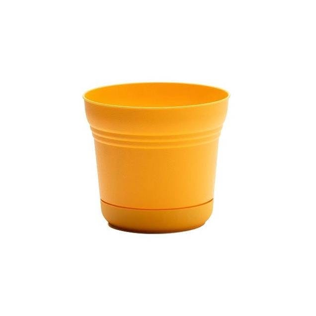 Bloem 5 In. Earthy Yellow Plastic Saturn Planter & Attached Saucer Bloem 5 In. Earthy Yellow Plastic Saturn Planter & Attached Saucer