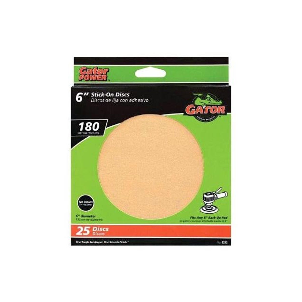 Gator GoldFlex 6 In. 180-Grit Stick-On Sanding Disc (25-Pack)