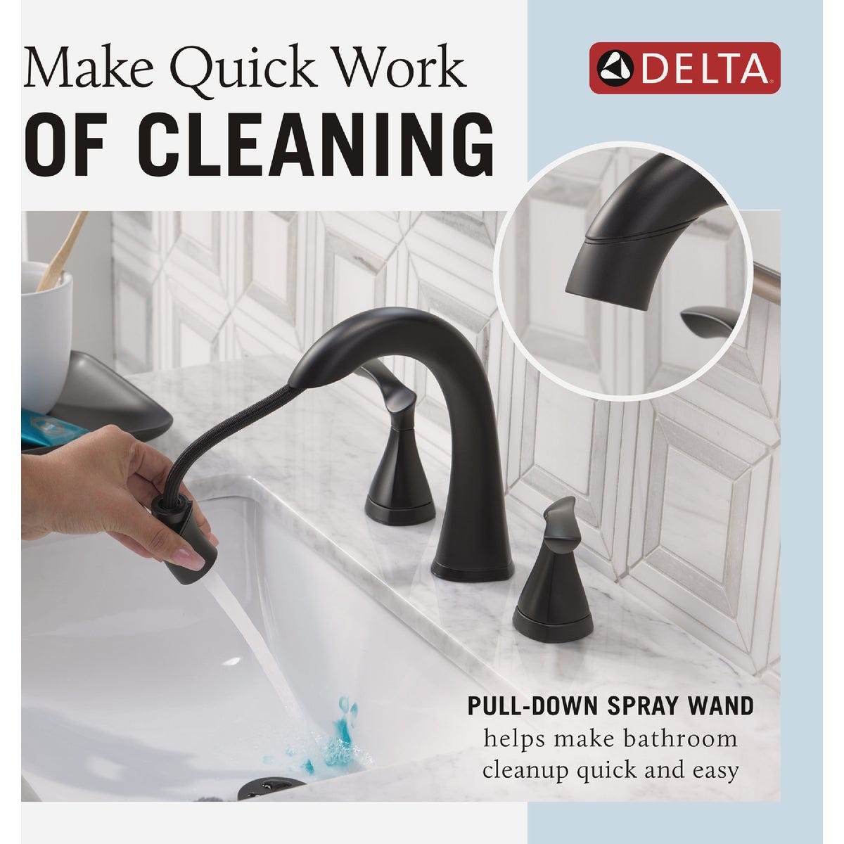 Delta Sandover Matte Black 2-Handle Widespread Pull-Down Bathroom Faucet - photo 3 Delta Sandover Matte Black 2-Handle Widespread Pull-Down Bathroom Faucet - photo 3