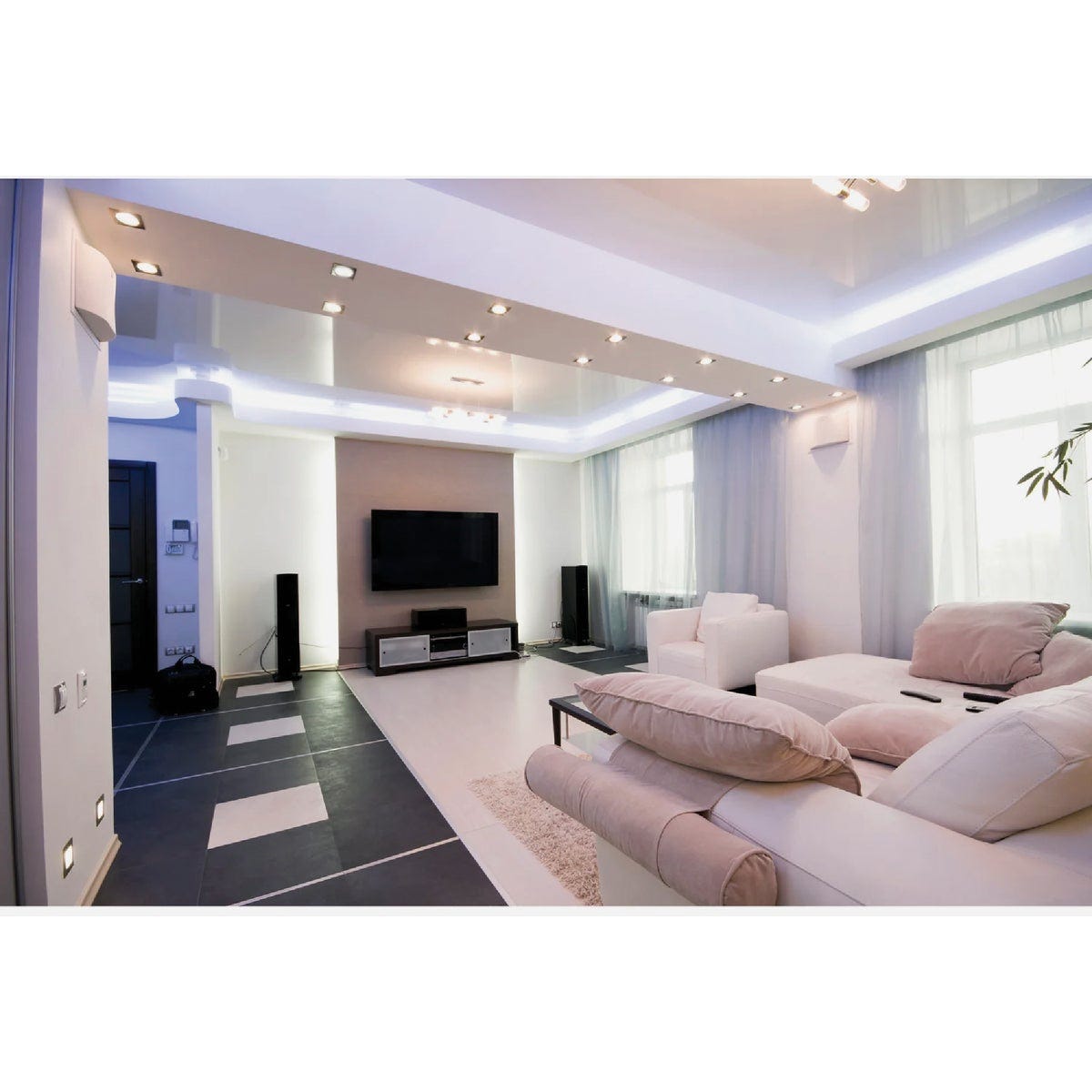 Feit Electric Edge-Lit 13 In. Nickel Round Disc 4-Way LED Flush Mount Light - photo 4