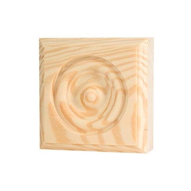 Waddell 3.75 In. x 3.75 In. x 1 In. Pine Rosette Trim Block Moulding Waddell 3.75 In. x 3.75 In. x 1 In. Pine Rosette Trim Block Moulding