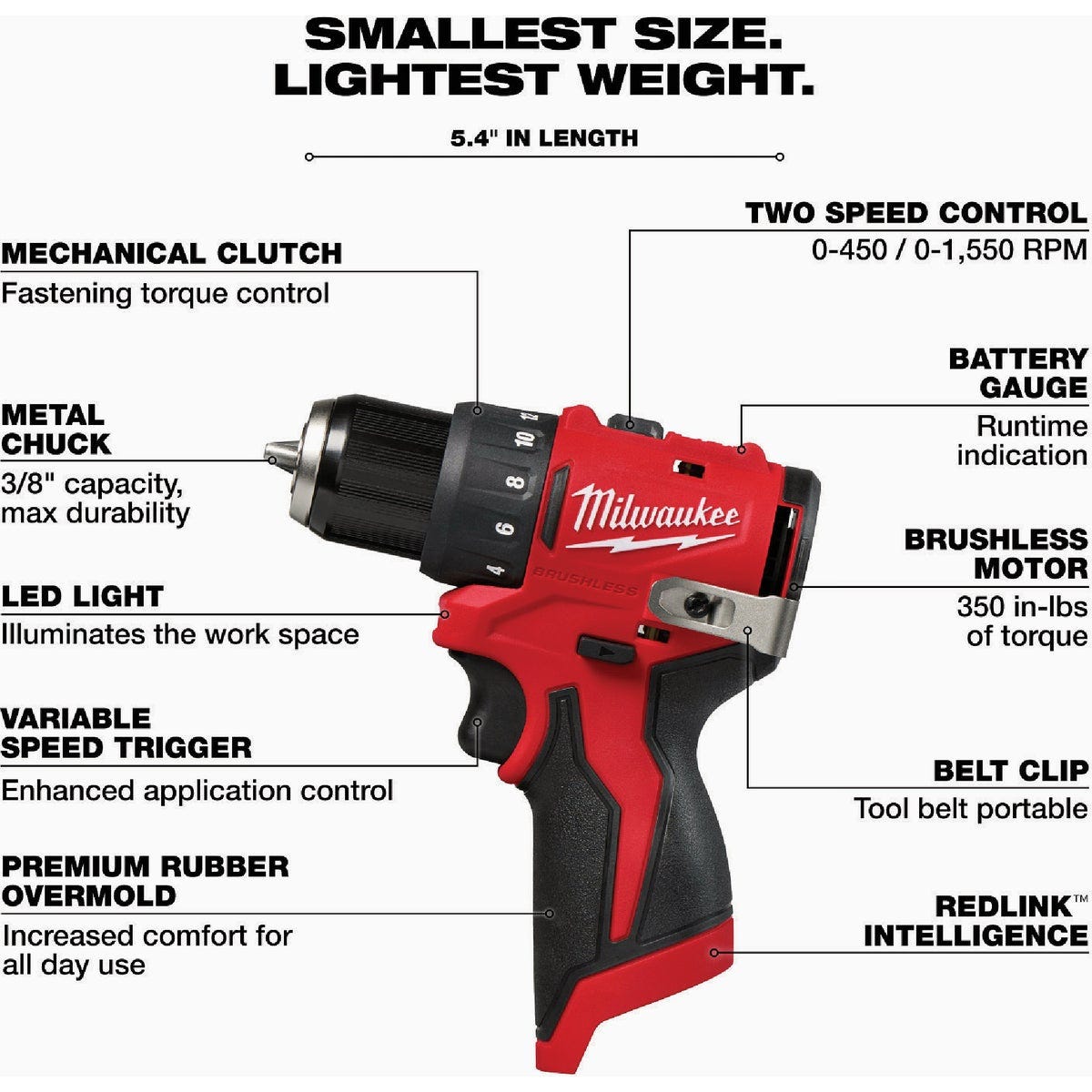 Milwaukee M12 Brushless 3/8 In. Subcompact Cordless Impact Drill/Driver (Tool Only) - photo 2 Milwaukee M12 Brushless 3/8 In. Subcompact Cordless Impact Drill/Driver (Tool Only) - photo 2