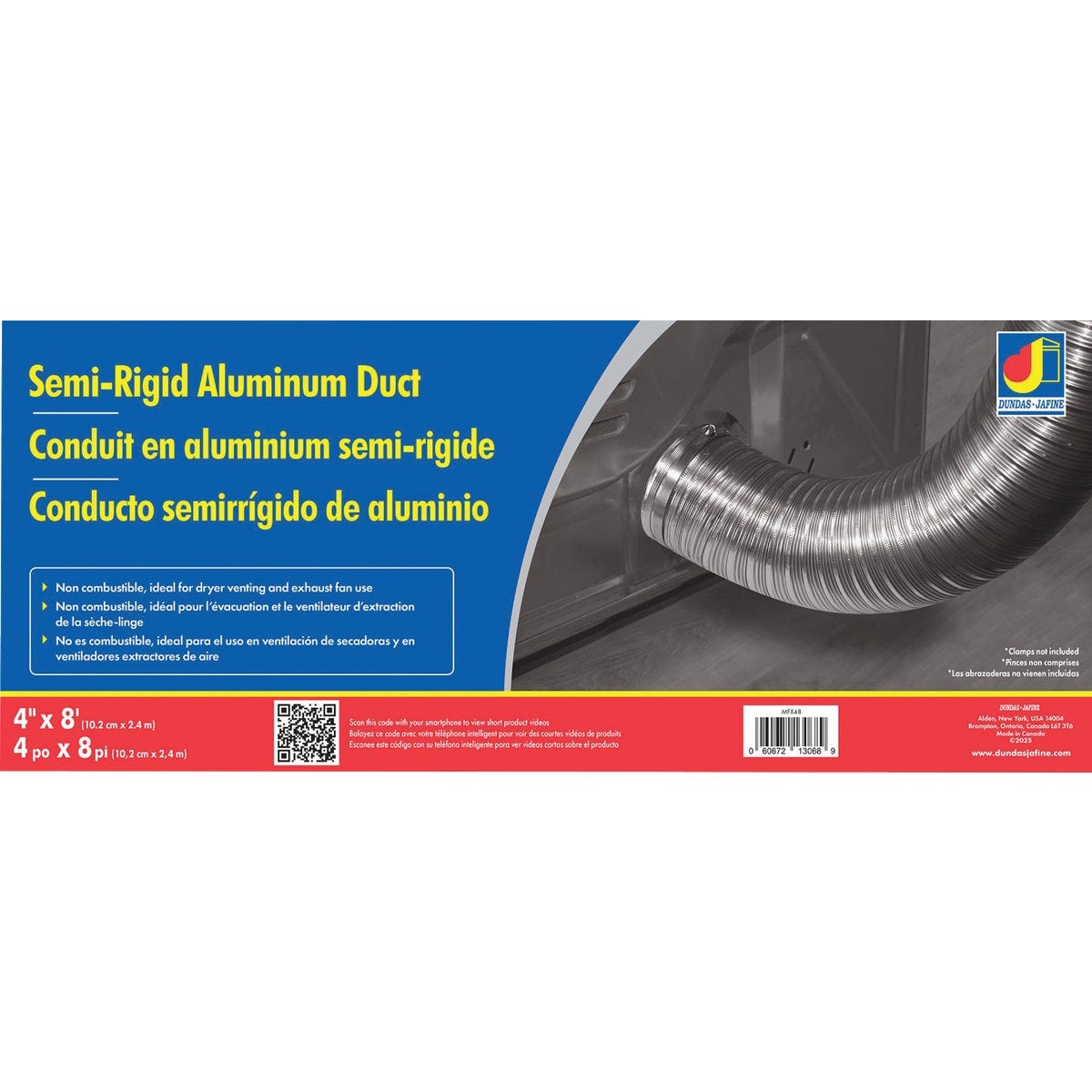 Dundas Jafine 4 In. x 8 Ft. Aluminum Semi-Rigid Dryer Duct