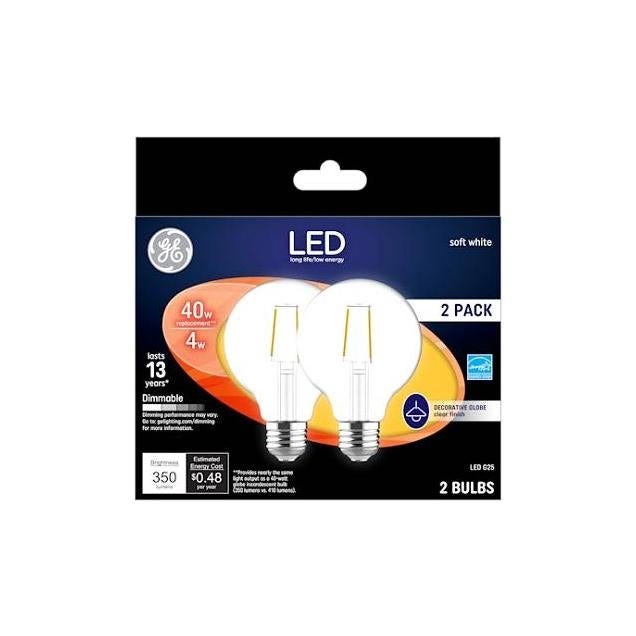 GE 2-Pack 4W 350 Lumens Soft White Decorative LED Light Bulbs GE 2-Pack 4W 350 Lumens Soft White Decorative LED Light Bulbs