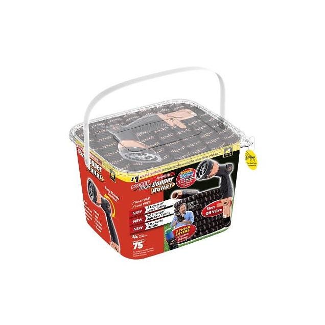 Copper Bullet 34 In. x 75 Ft. No-Kink Pocket Hose & Nozzle