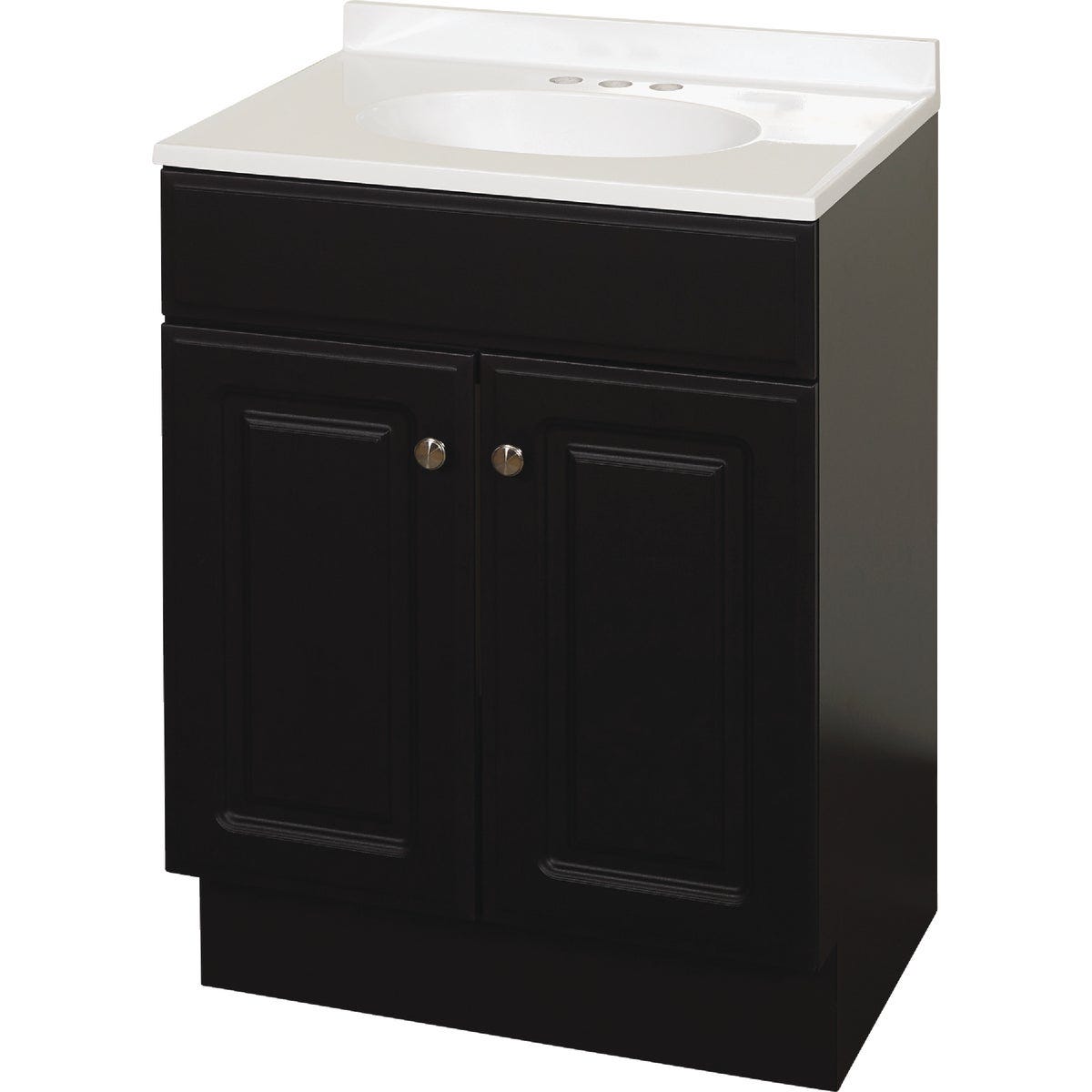 Zenith Zenna Home Espresso 24 In. W x 35 In. H x 18 In. D Vanity with White Cultured Marble Top Zenith Zenna Home Espresso 24 In. W x 35 In. H x 18 In. D Vanity with White Cultured Marble Top