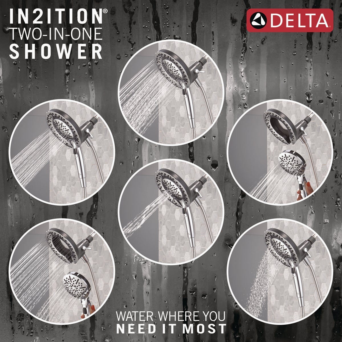 Delta In2ition 5-Spray 1.75GPM Two-In-One Universal Shower Head, Chrome - photo 2