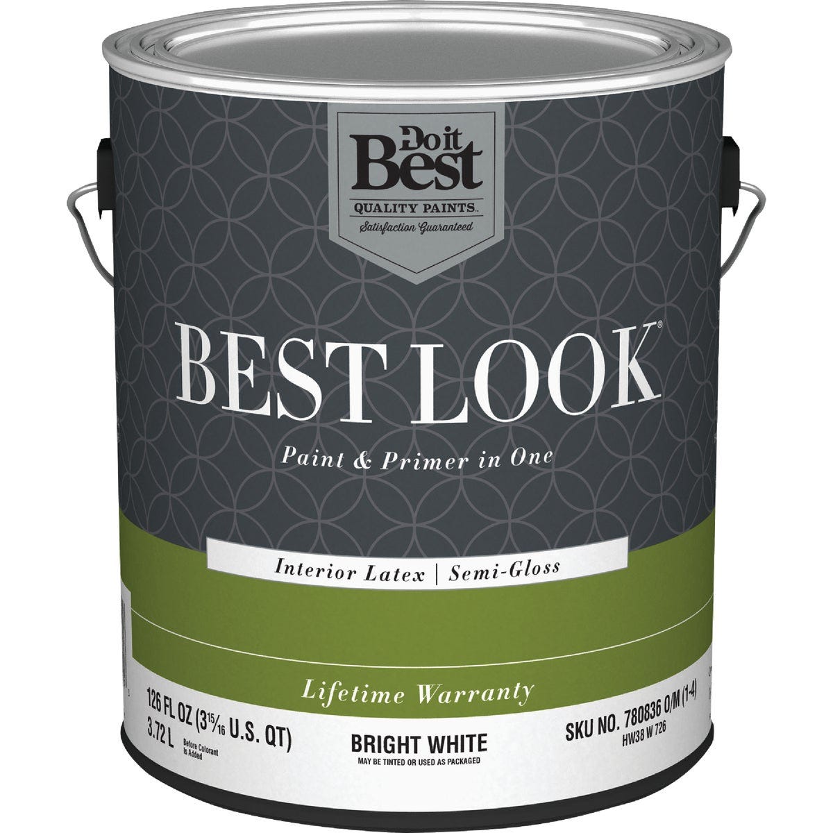 Best Look Latex Premium Paint & Primer In One Semi-Gloss Interior Wall Paint, Bright White, 1 Gal.