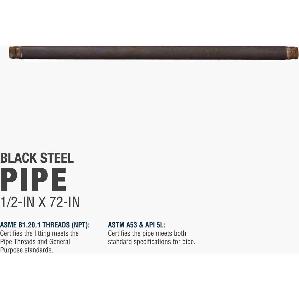 Southland 1/2 In. x 72 In. Carbon Steel Threaded Black Pipe - photo 4 Southland 1/2 In. x 72 In. Carbon Steel Threaded Black Pipe - photo 4