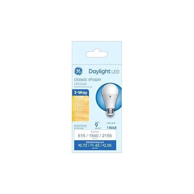 GE 6/12/17W Daylight A19 Medium Base 3-Way LED Light Bulb GE 6/12/17W Daylight A19 Medium Base 3-Way LED Light Bulb