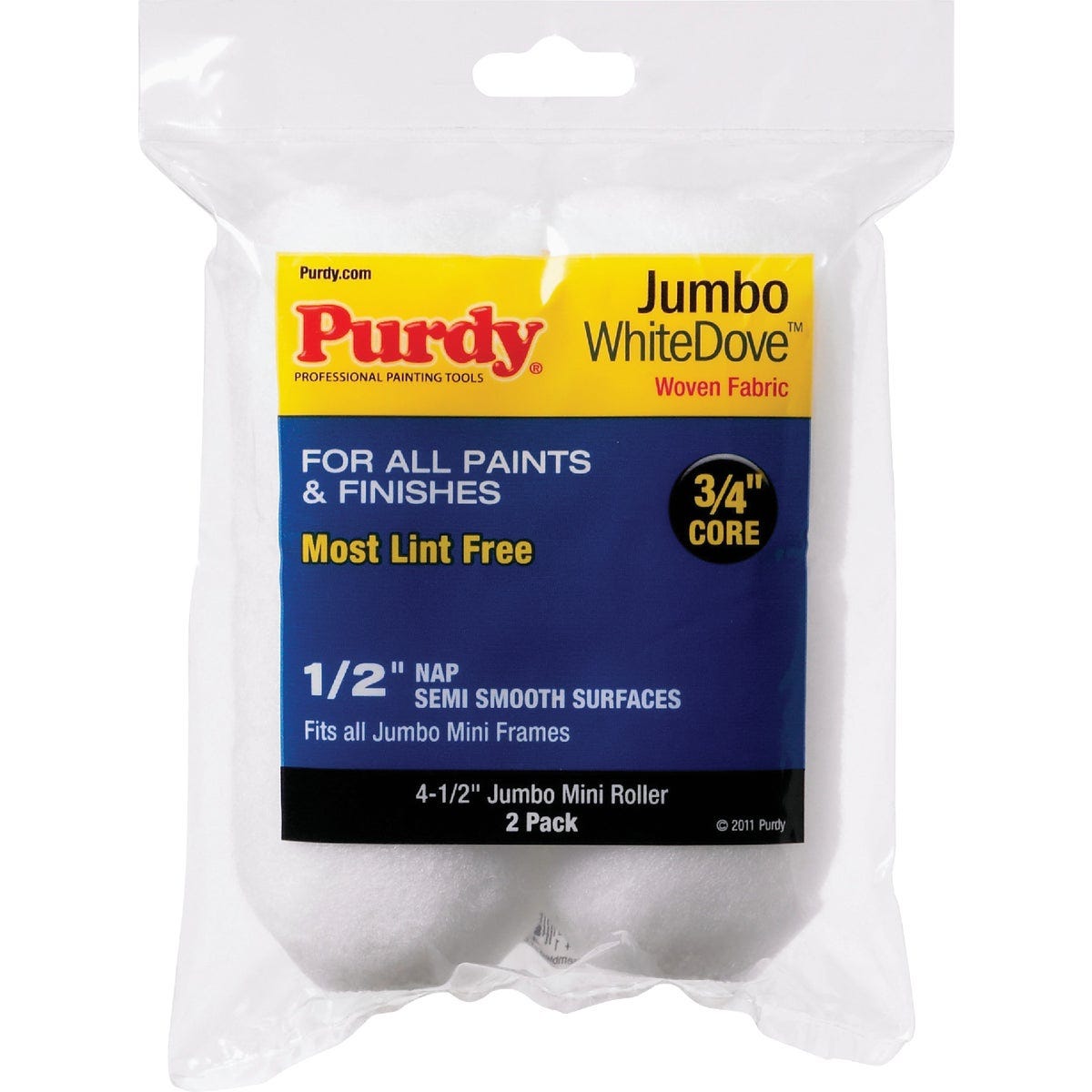 Purdy White Dove 4-1/2 In. x 1/2 In. Jumbo Mini Woven Fabric Roller Cover (2-Pack) Purdy White Dove 4-1/2 In. x 1/2 In. Jumbo Mini Woven Fabric Roller Cover (2-Pack)