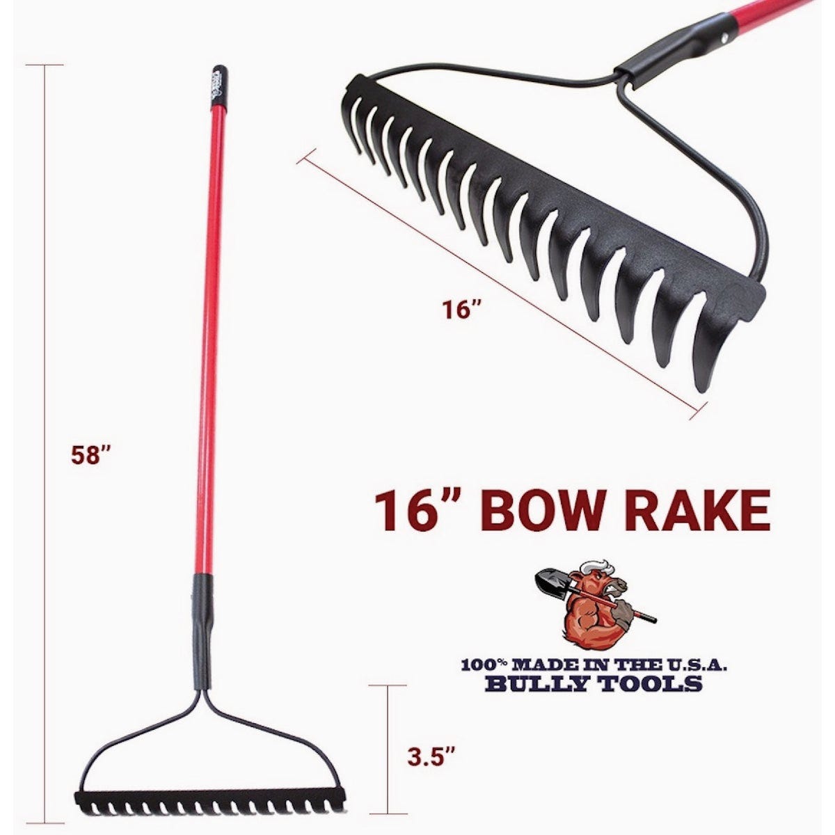 Bully Tools 16 In. Bow Rake with 58 In. Fiberglass Handle - photo 5 Bully Tools 16 In. Bow Rake with 58 In. Fiberglass Handle - photo 5