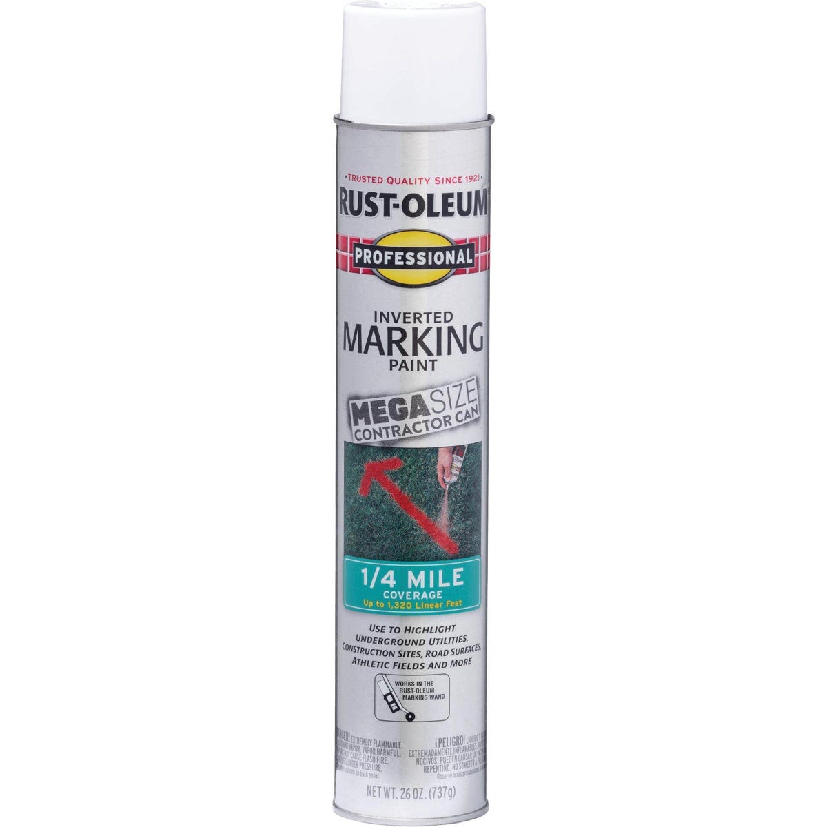 Rust-Oleum Professional 26 Oz. Mega White Inverted Marking Spray Paint - photo 2