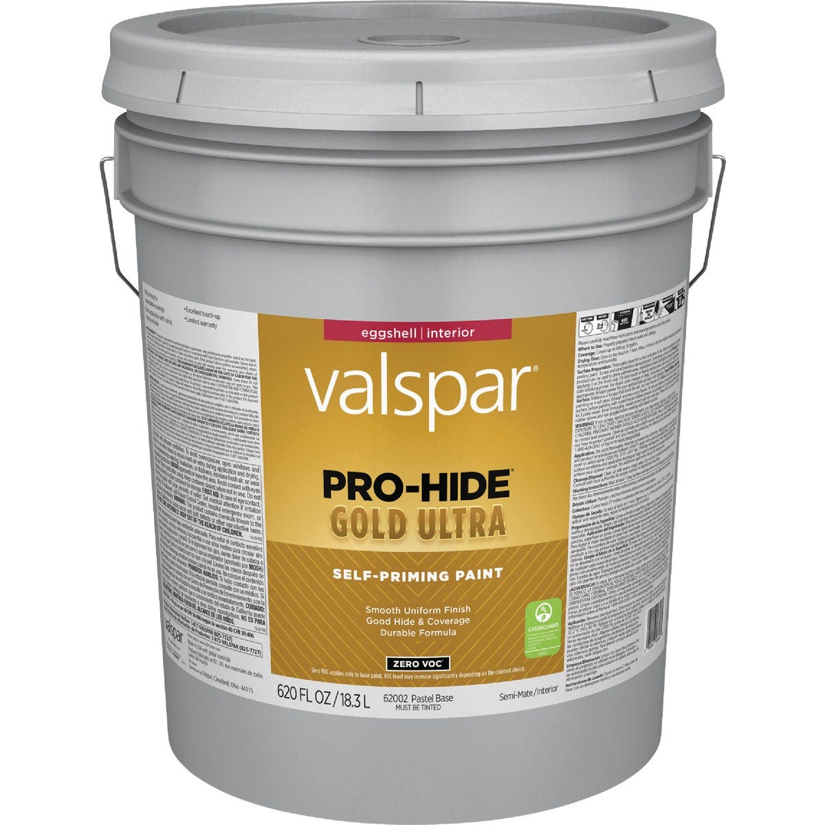 Valspar Pro-Hide Gold Ultra Zero VOC Latex Eggshell Interior Wall Paint, Pastel Base, 5 Gal.