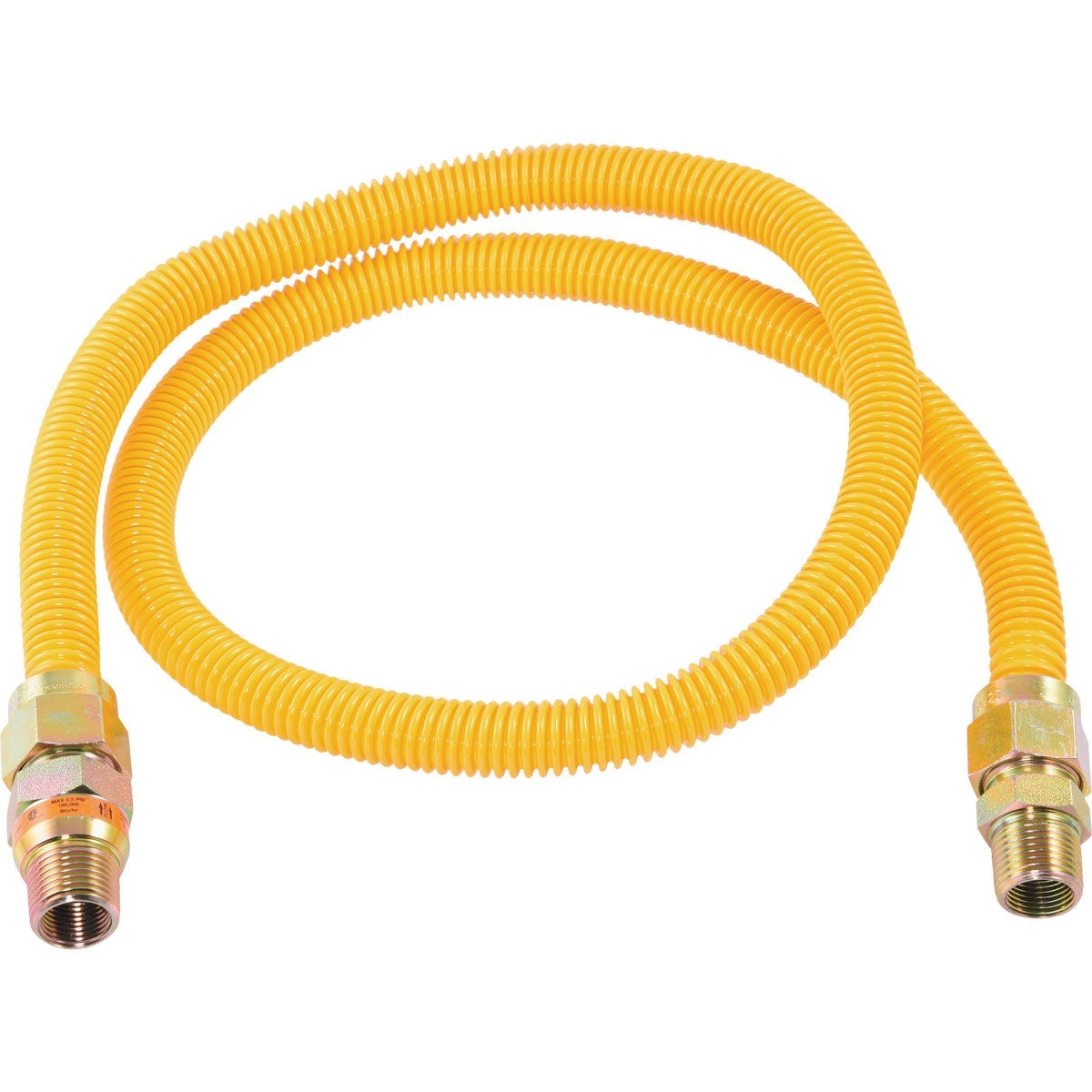 Eastman 5/8 In. OD x 48 In.1/2 In. MIP (Tapped 3/8 In. FIP) x 1/2 In. MIP (Tapped 3/8 In. FIP) Coated Stainless Steel Gas Connector with ArmorBoost Excess Flow Valve Eastman 5/8 In. OD x 48 In.1/2 In. MIP (Tapped 3/8 In. FIP) x 1/2 In. MIP (Tapped 3/8 In. FIP) Coated Stainless Steel Gas Connector with ArmorBoost Excess Flow Valve
