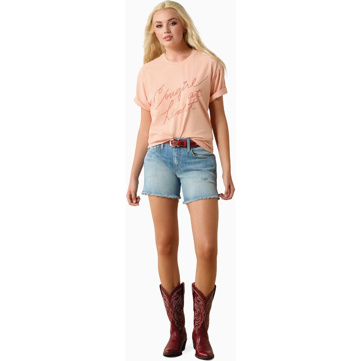 Ariat Women's S Tropical Peach Cowgirl at Heart T-Shirt - photo 2 Ariat Women's S Tropical Peach Cowgirl at Heart T-Shirt - photo 2