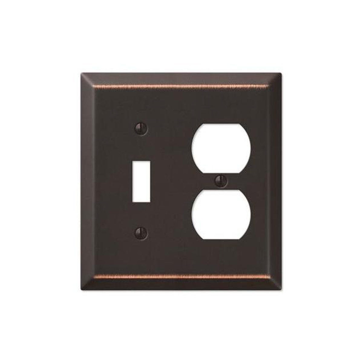 Westek Chelsea Aged Bronze Steel 1-Toggle/1-Duplex Wall Plate