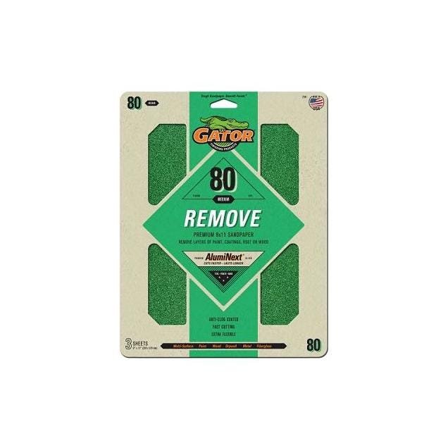 Gator 9 In. x 11 In. 80-Grit Sandpaper Sheet (3-Pack)