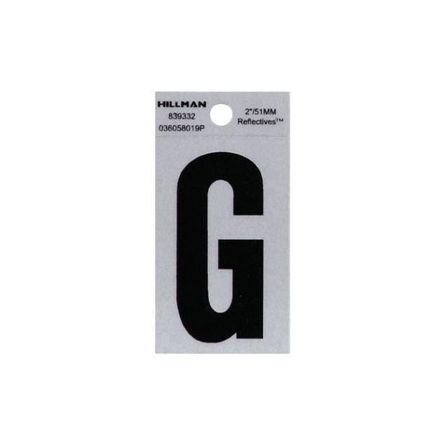 Hillman 2 In. Vinyl Black & Silver Reflective Adhesive Letter, G Hillman 2 In. Vinyl Black & Silver Reflective Adhesive Letter, G