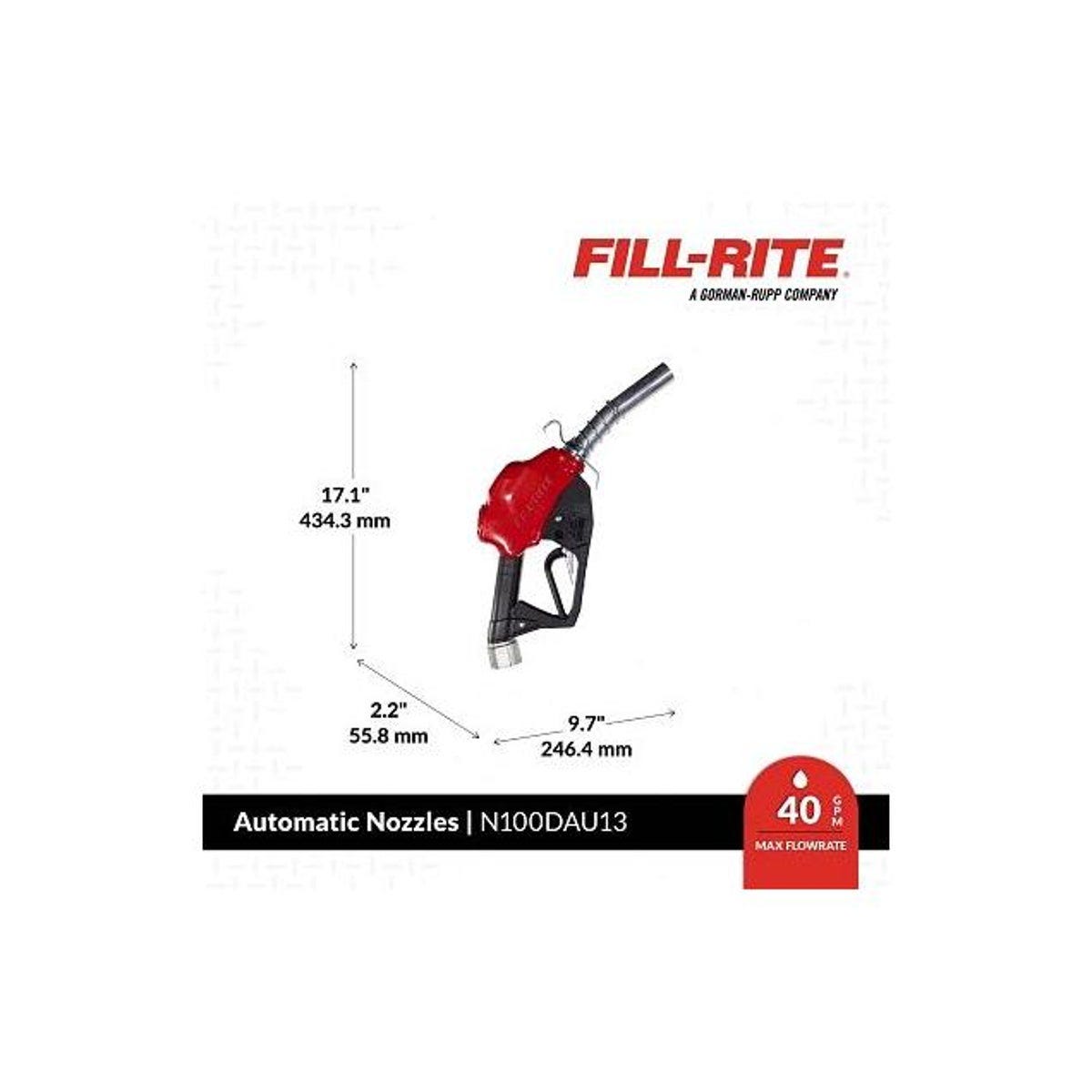 Fill-Rite 1 In. FNPT Inlet x 1 In. O.D. Automatic Shut-Off Fuel Pump Nozzle, Red - photo 3