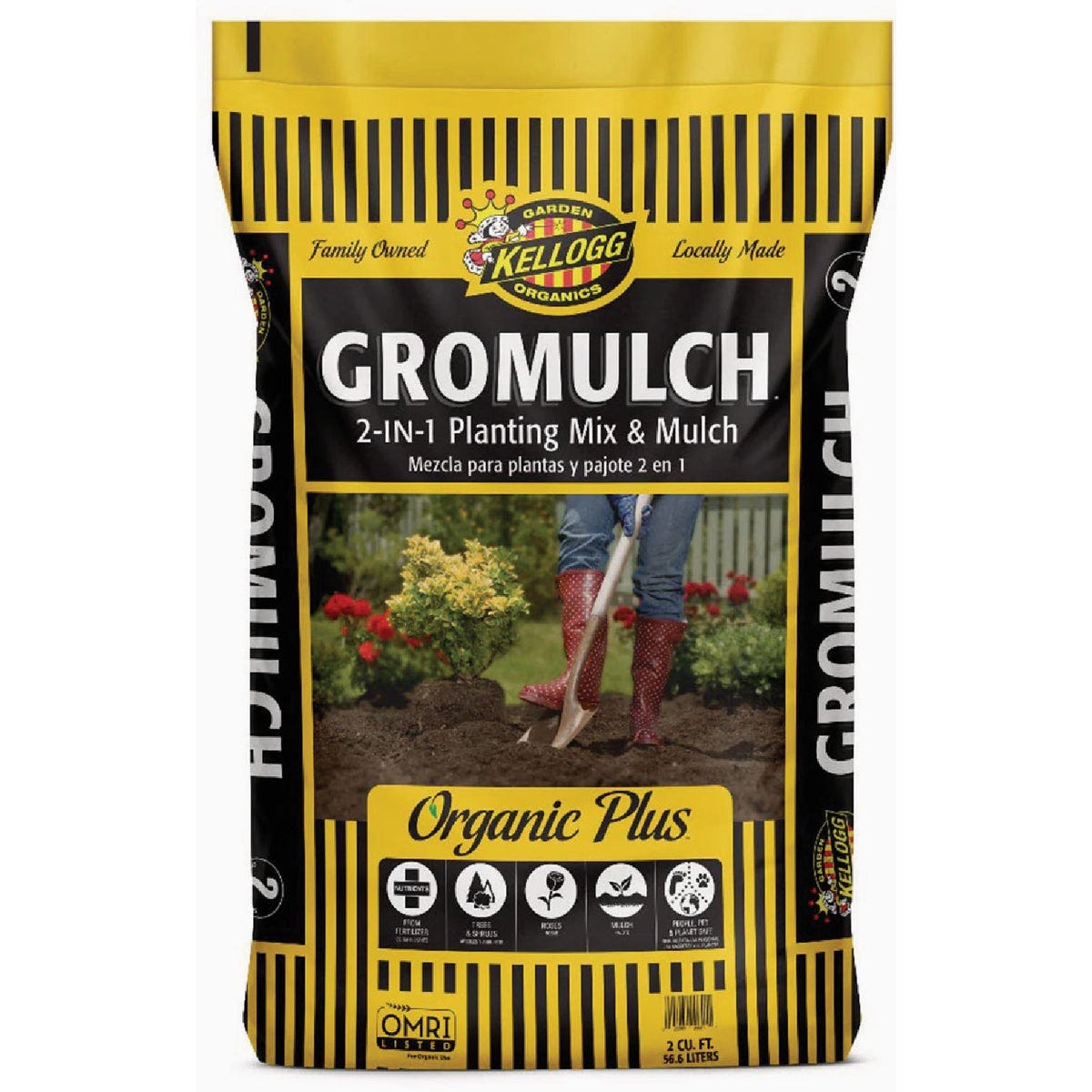 Kellogg Products GroMulch 2 Cu. Ft. Organic 2-in-1 Planting Mix and Mulch Kellogg Products GroMulch 2 Cu. Ft. Organic 2-in-1 Planting Mix and Mulch