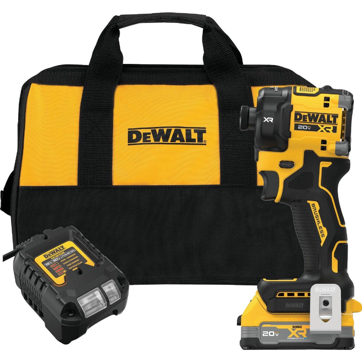 DEWALT 20V MAX XR 1/4 In. Quite Hydraulic Brushless Cordless Impact Driver Kit with XR POWERSTACK Battery & Charger DEWALT 20V MAX XR 1/4 In. Quite Hydraulic Brushless Cordless Impact Driver Kit with XR POWERSTACK Battery & Charger
