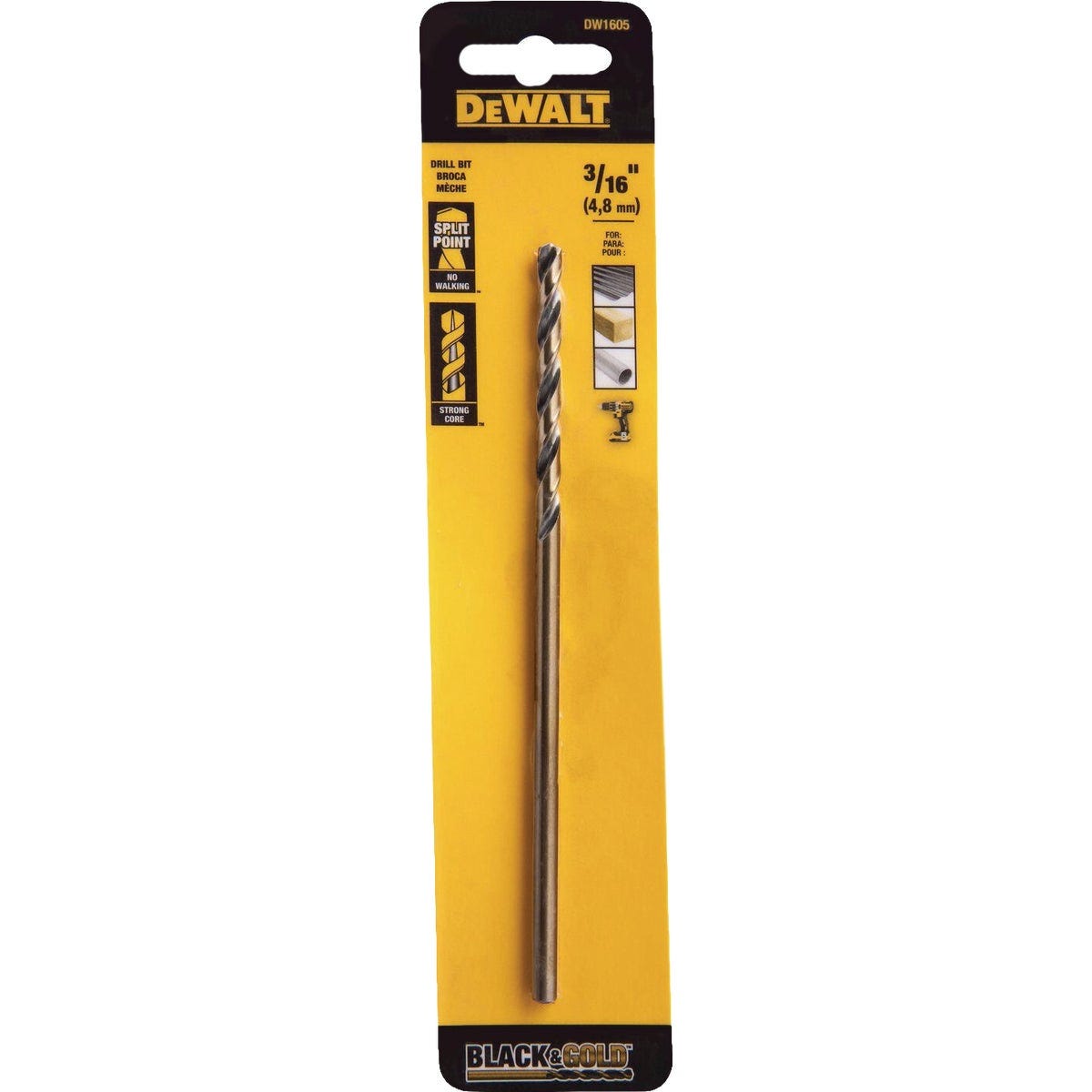 DEWALT 3/16 In. x 6 In. Aircraft Black Oxide Drill Bit