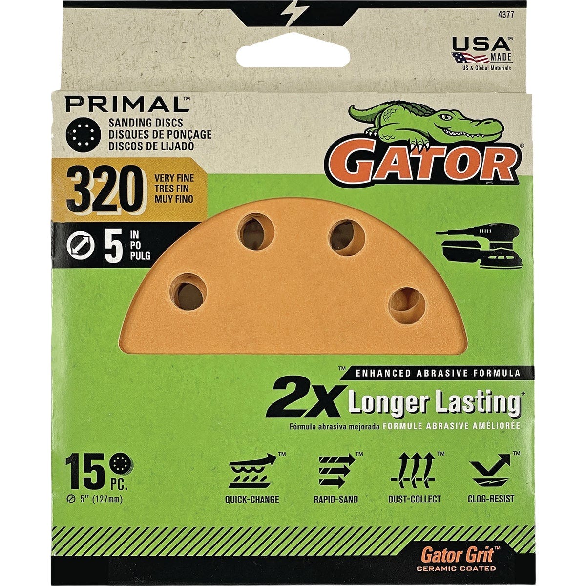 Gator 5 In. 8-Hole 320-Grit Hook & Loop Sanding Disc (15-Pack) Gator 5 In. 8-Hole 320-Grit Hook & Loop Sanding Disc (15-Pack)