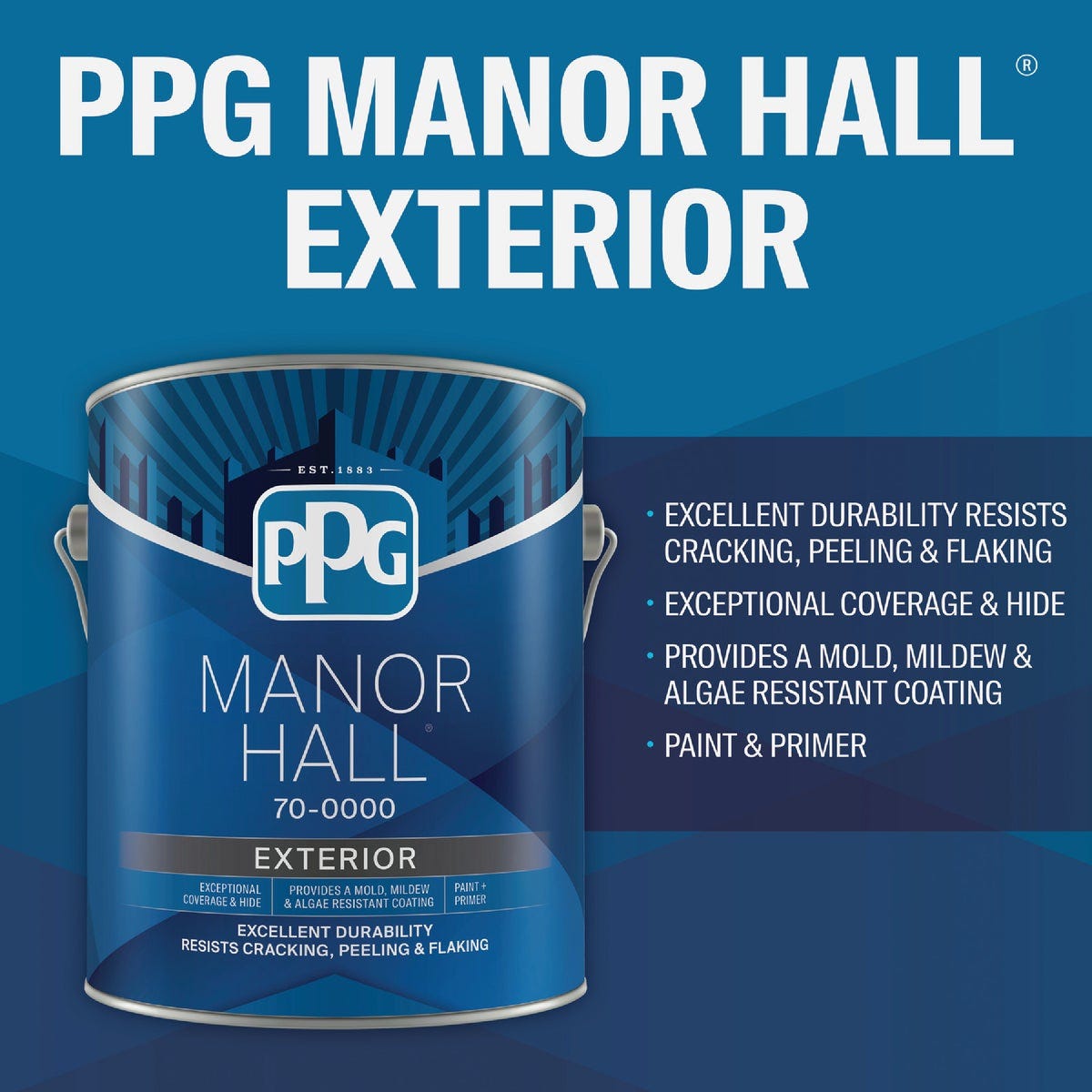 Manor Hall Exterior Paint + Primer Satin Ultra Deep Base Quart- - photo 2 Manor Hall Exterior Paint + Primer Satin Ultra Deep Base Quart- - photo 2