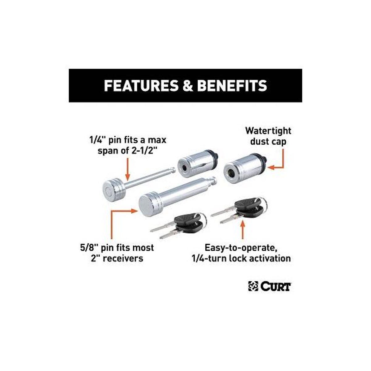 CURT 2 In. Receiver Hitch & Coupler Lock Set for 2-1/2 In. Latch - photo 2