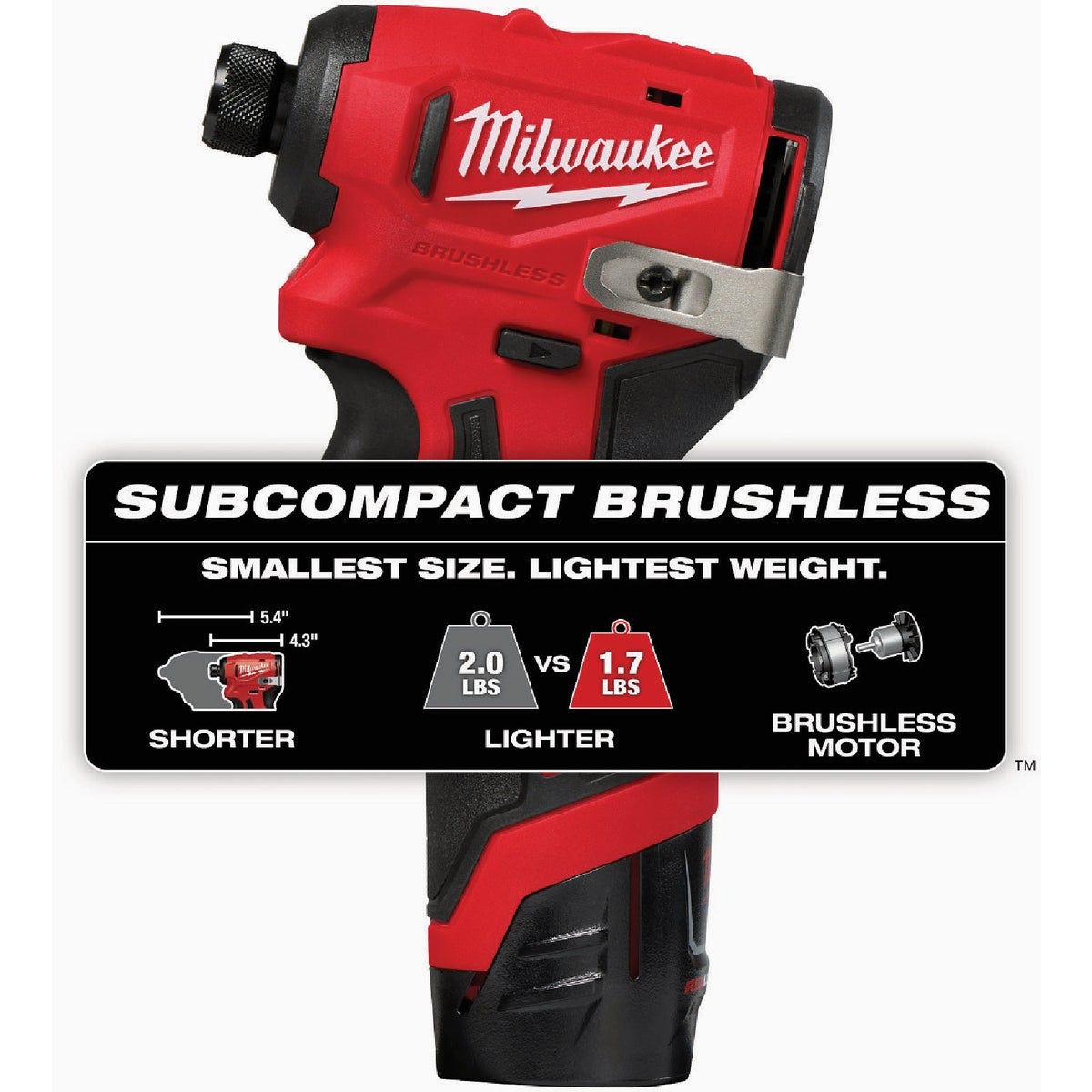 Milwaukee M12 Brushless 1/4 In. Hex Subcompact Cordless Impact Driver Kit with (2) Batteries & Charger - photo 2 Milwaukee M12 Brushless 1/4 In. Hex Subcompact Cordless Impact Driver Kit with (2) Batteries & Charger - photo 2